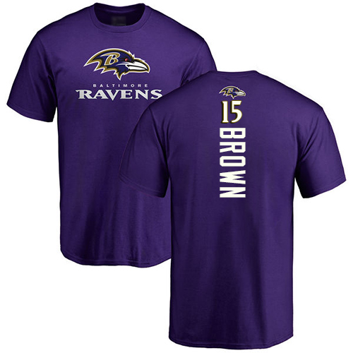 Men Baltimore Ravens Purple Marquise Brown Backer NFL Football #15 T Shirt